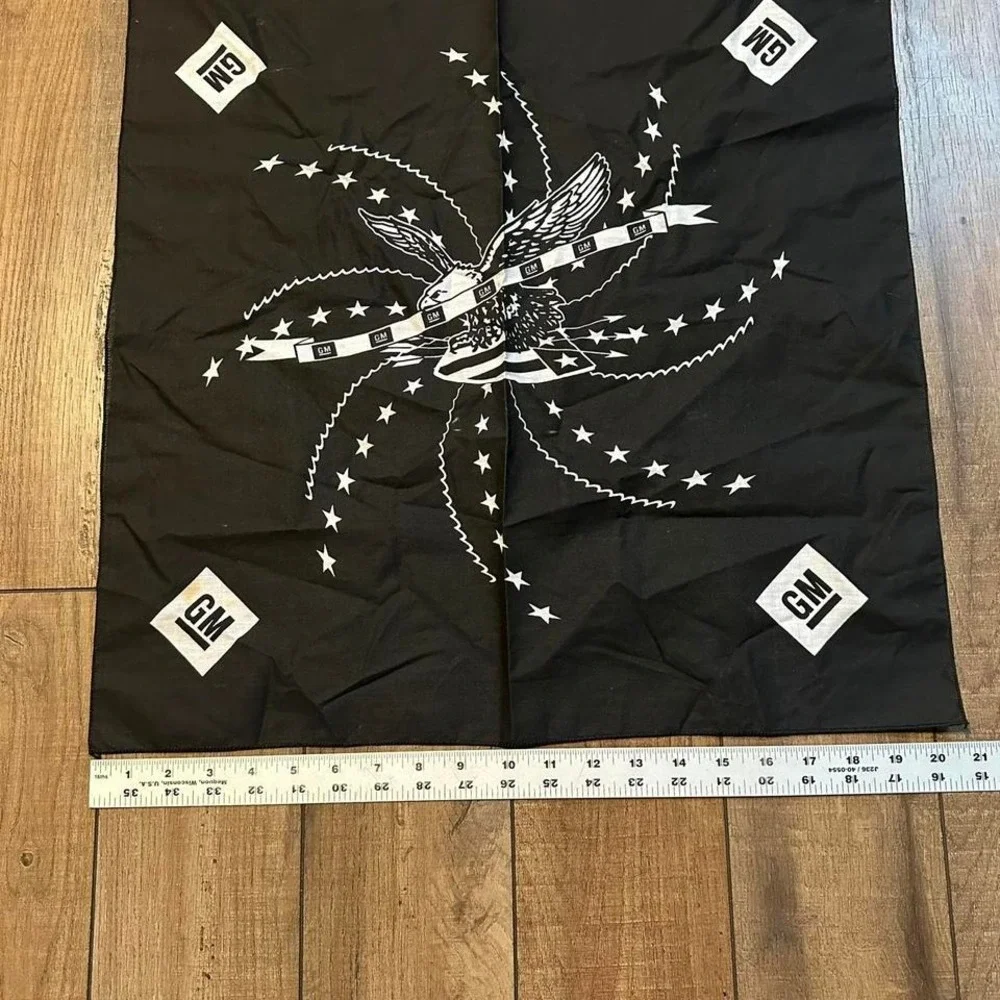 Vintage GM General Motors‎ Bandana Eagle Black White Graphic 90s